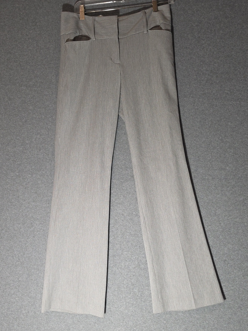 Express Light Gray Pinstripe Boot-Cut Pants